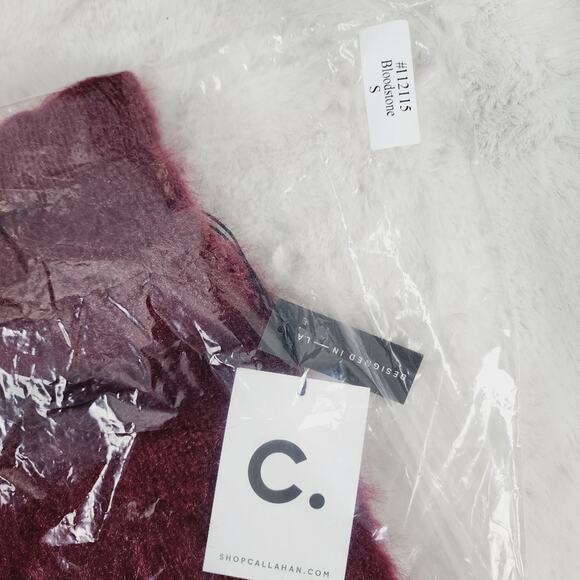 Callahan Revolve Genny Eyelash Fuzzy Knit Mini Skirt Red Small Winter - Picture 13 of 13